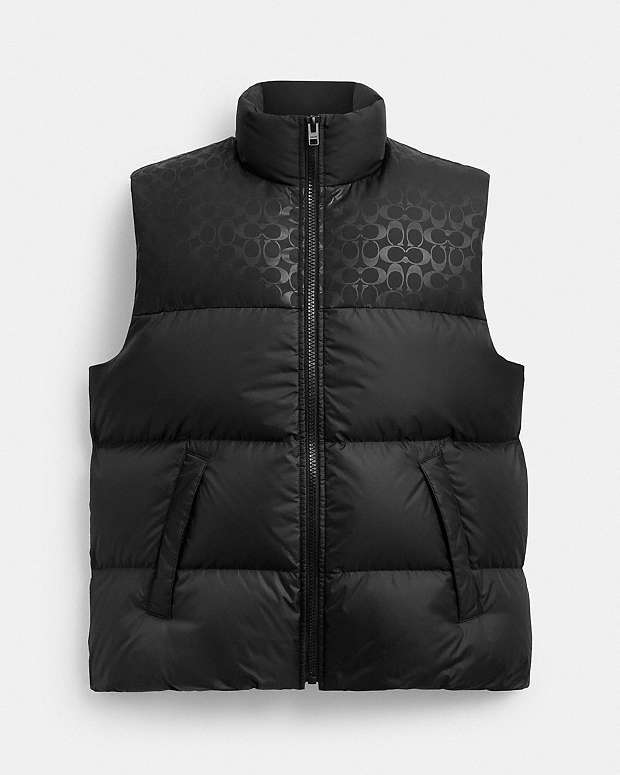Down Puffer Vest In Recycled Polyester Black Black