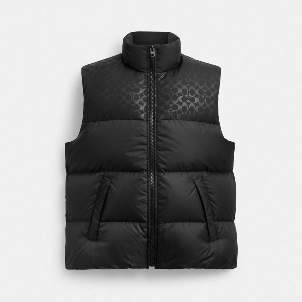 Coach Down Puffer Vest In Recycled Polyester Black