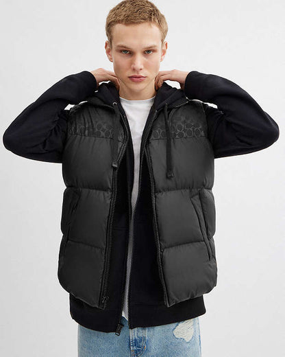 Down Puffer Vest In Recycled Polyester Black Black