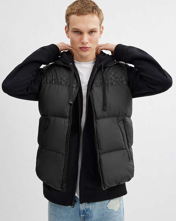 Down Puffer Vest In Recycled Polyester Black Black