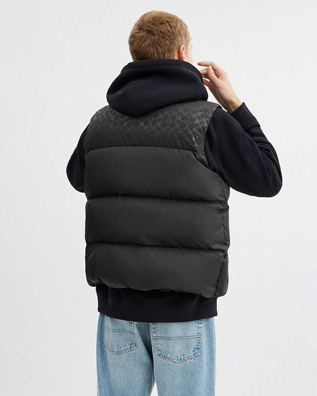 Down Puffer Vest In Recycled Polyester Black Black