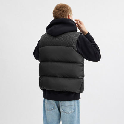 Coach Down Puffer Vest In Recycled Polyester Black