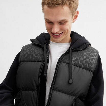 Coach Down Puffer Vest In Recycled Polyester Black