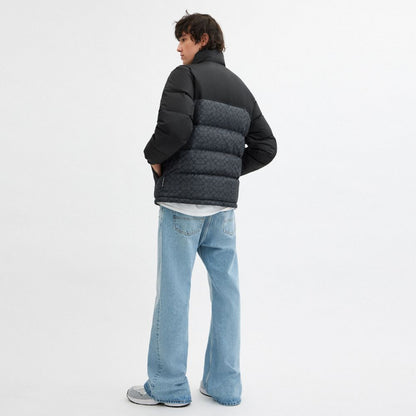 Coach Signature Down Jacket In Recycled Polyester Charcoal Signature