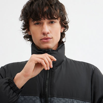 Coach Signature Down Jacket In Recycled Polyester Charcoal Signature
