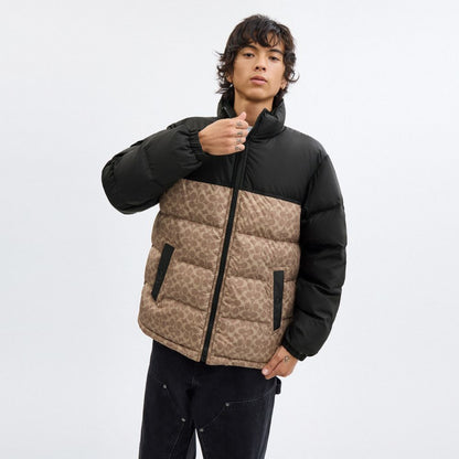 Coach Signature Down Jacket In Recycled Polyester Tan Signature