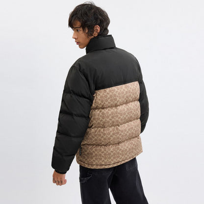 Coach Signature Down Jacket In Recycled Polyester Tan Signature