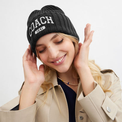Coach Coach 1941 Embroidered Knit Beanie Black