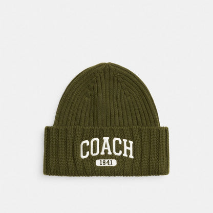 Coach Coach 1941 Embroidered Knit Beanie Olive