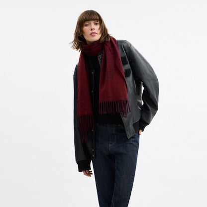 Coach Horse And Carriage Print Oversized Muffler Dark Wine