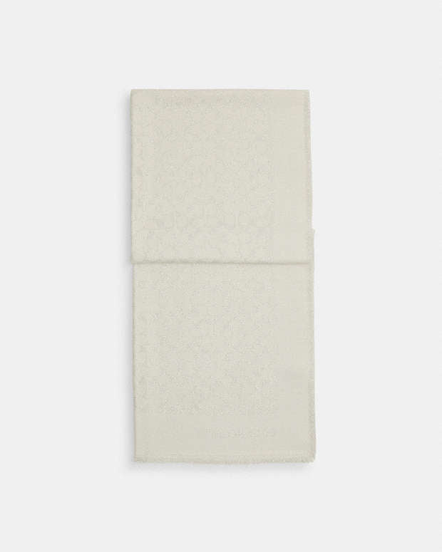 Signature Metallic Oblong Scarf Chalk Chalk
