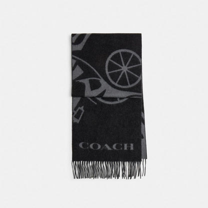 Coach Horse And Carriage Cashmere Muffler Black