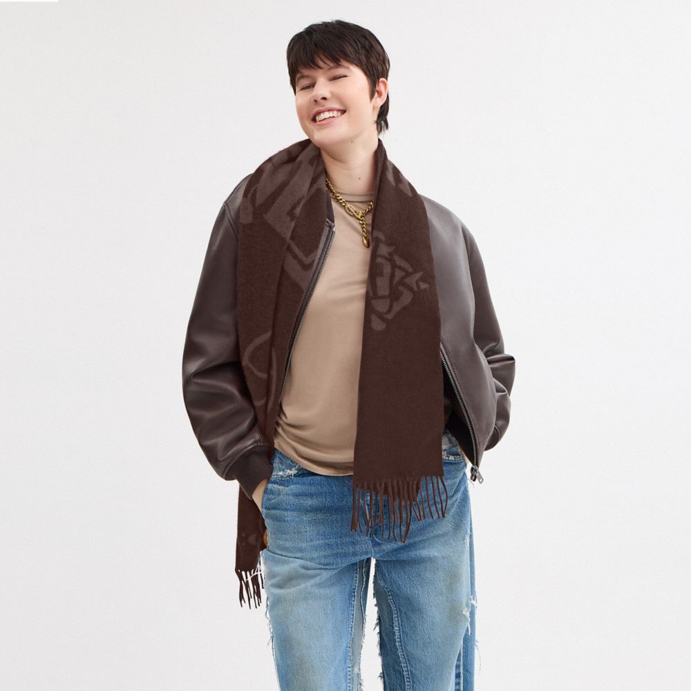 Coach Horse And Carriage Cashmere Muffler Maple