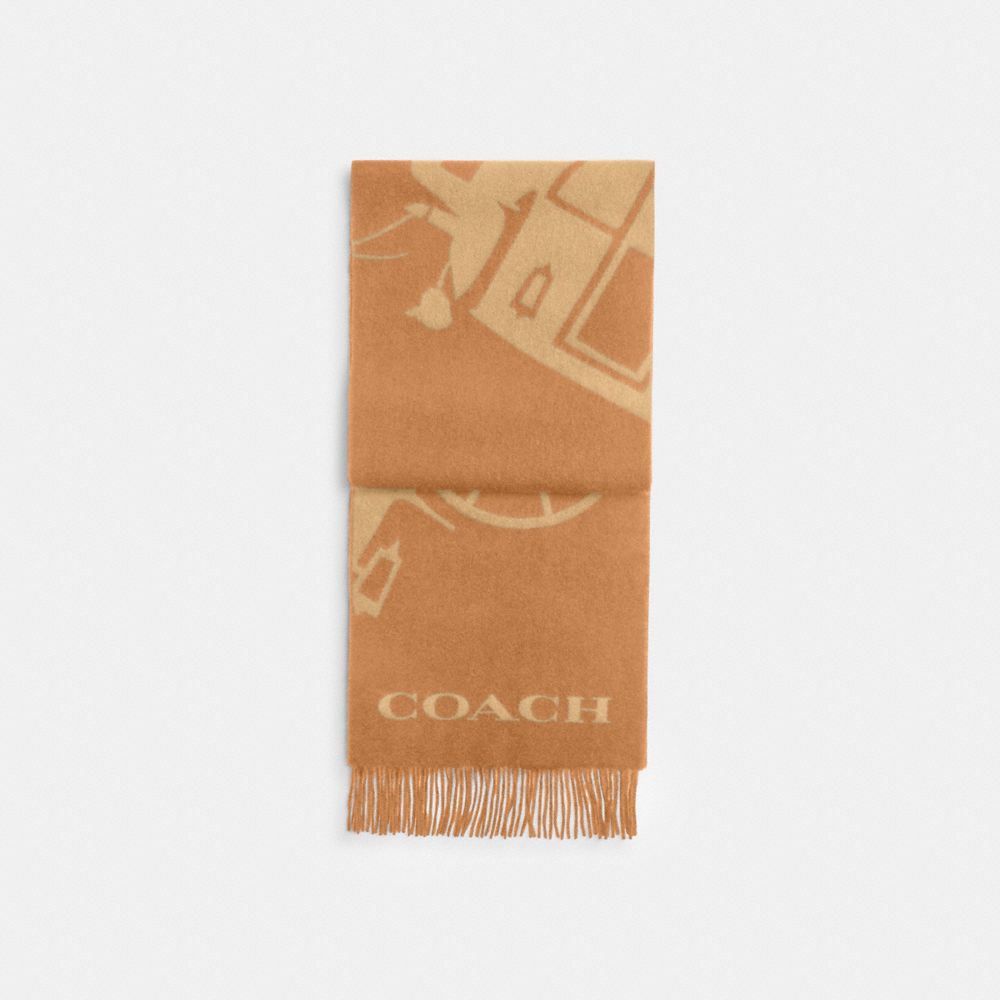 Coach Horse And Carriage Cashmere Muffler Honey Brown