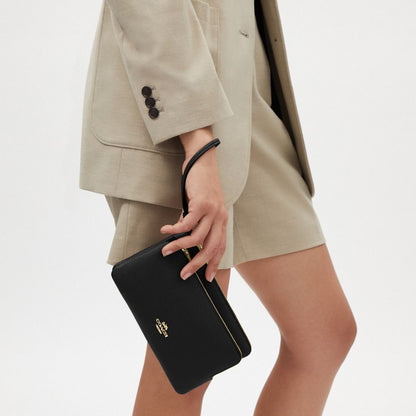 Coach Double Zip Wallet Gold Black