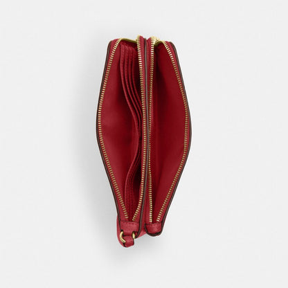 Coach Double Zip Wallet Gold True Red