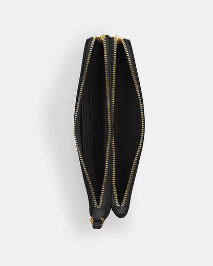Double Zip Wallet In Signature Canvas Signature Canvas-Gold-Brown Black Signature Canvas-Gold-Brown Black