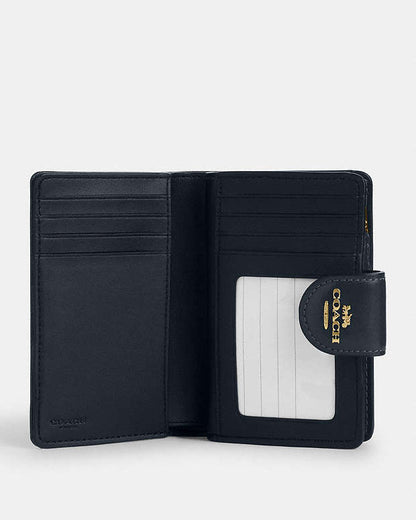 Medium Corner Zip Wallet In Signature Jacquard Signature Jacquard-Gold-Navy-Midnight Navy Signature Jacquard-Gold-Navy-Midnight Navy