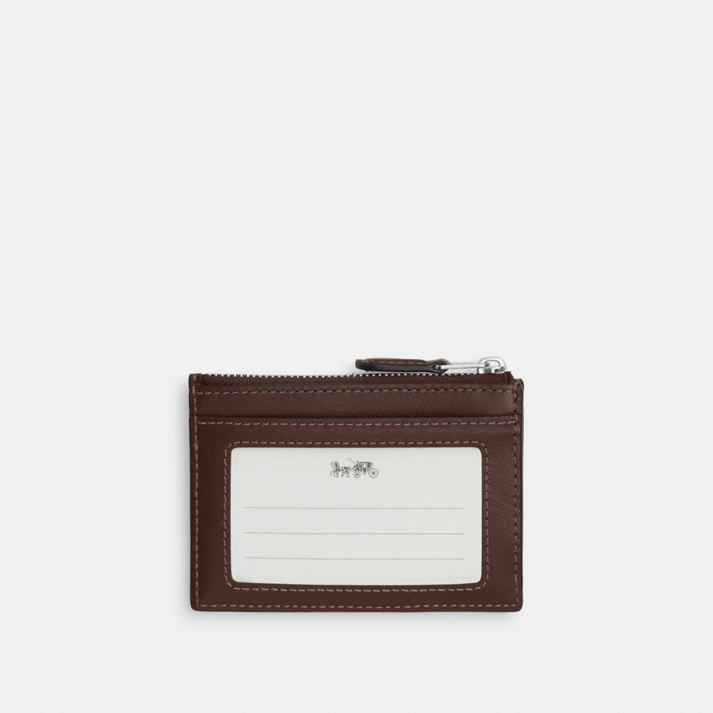 Coach Mini Skinny Id Case In Signature Jacquard Silver Oak Maple