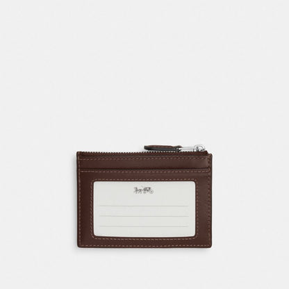 Coach Mini Skinny Id Case In Signature Jacquard Silver Oak Maple