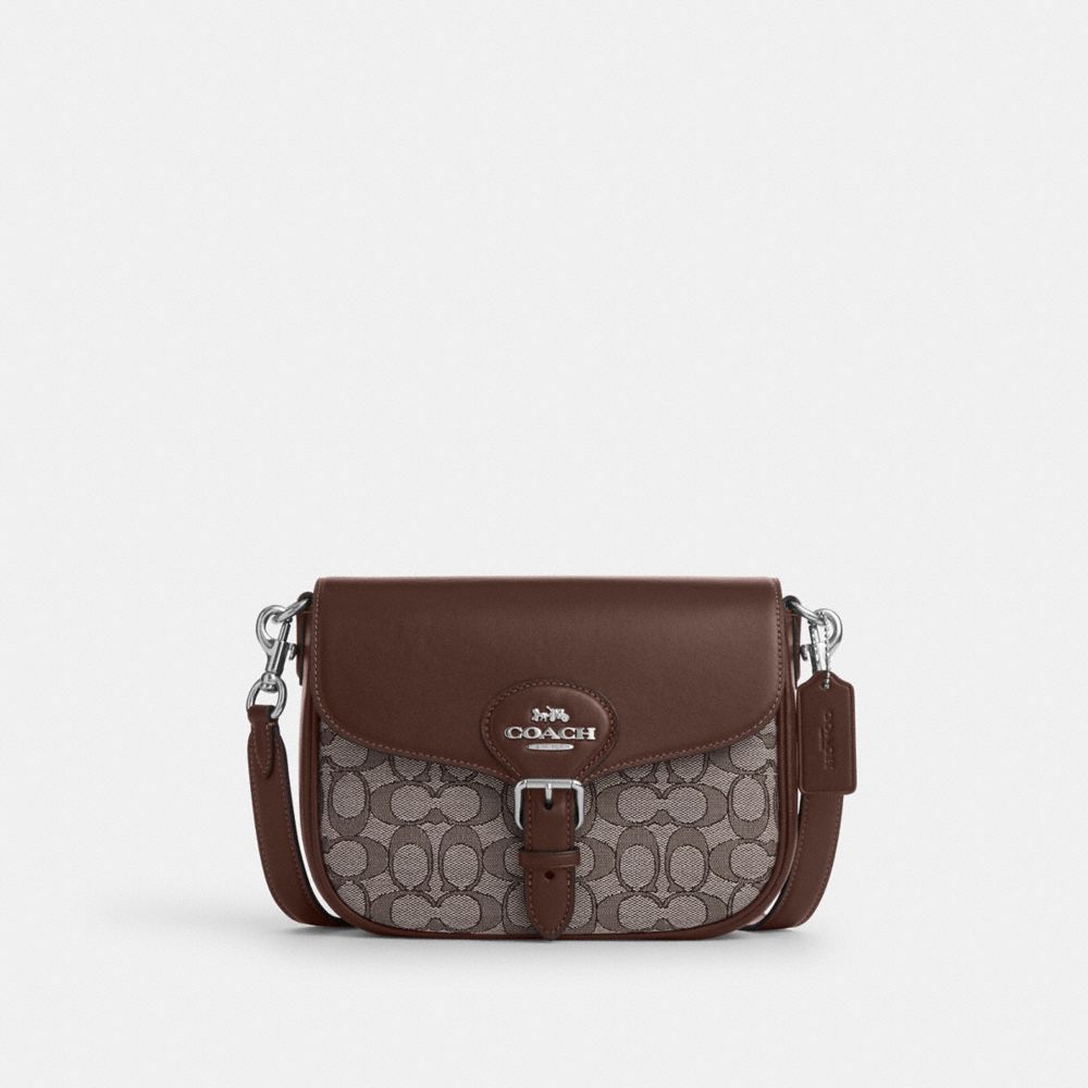Amelia Saddle Bag In Signature Jacquard Silver-Oak-Maple Silver-Oak-Maple
