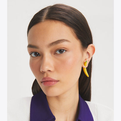 Tory Burch Curiosity Banana Earrings Yellow