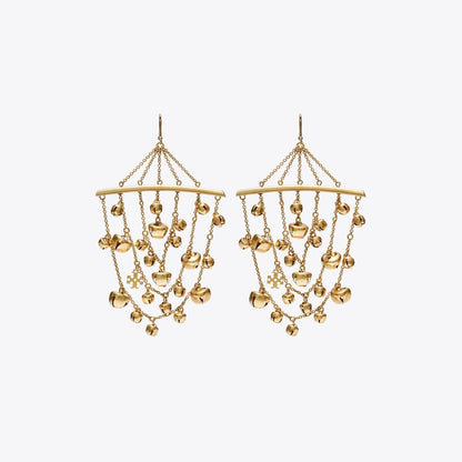 Tory Burch Curiosity Bell Earrings Antique Light Brass