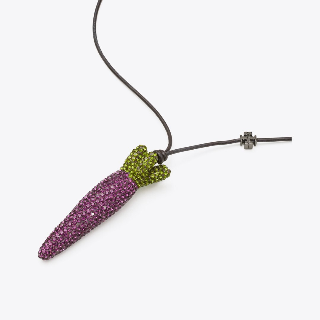 Tory Burch Curiosity Carrot Pendant Purple / Green