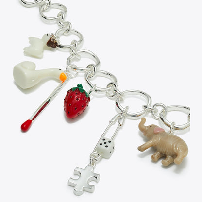 Tory Burch Curiosity Charm Necklace Light Silver / Multi