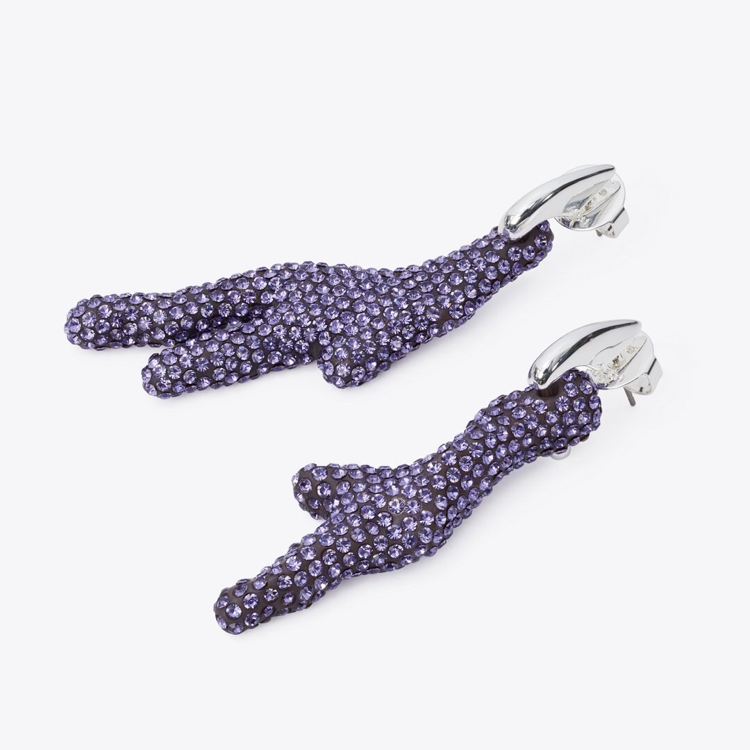Tory Burch Curiosity Coral Hoop Earrings Light Silver / Purple