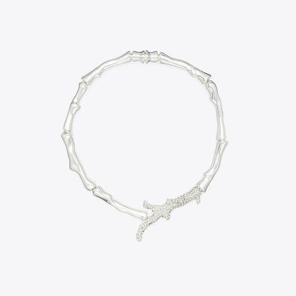 Tory Burch Curiosity Coral Necklace Light Silver / Crystal