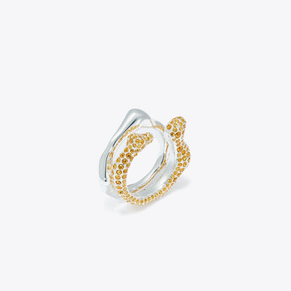 Tory Burch Curiosity Coral Ring Set Light Silver / Light Amber