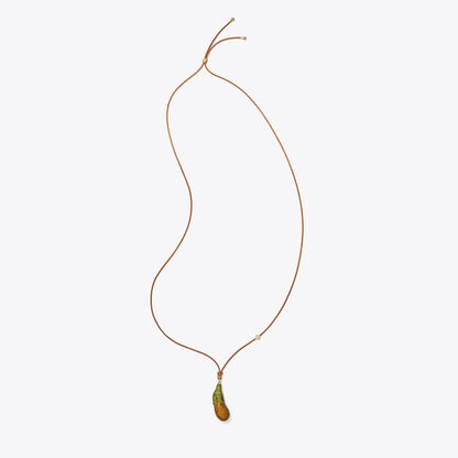 Tory Burch Curiosity Eggplant Pendant Vachetta / Orange