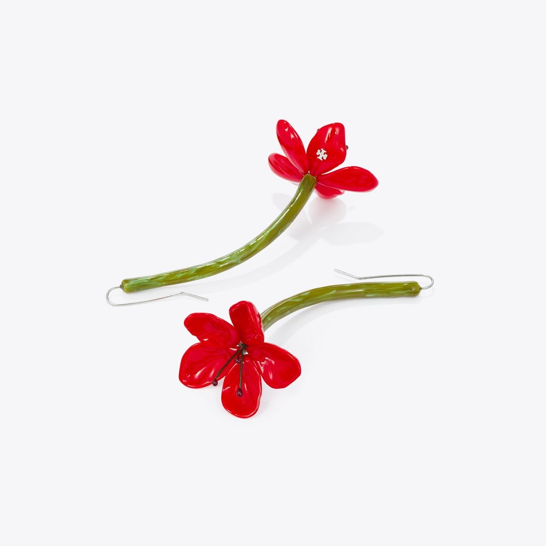 Tory Burch Curiosity Flower Earrings Red