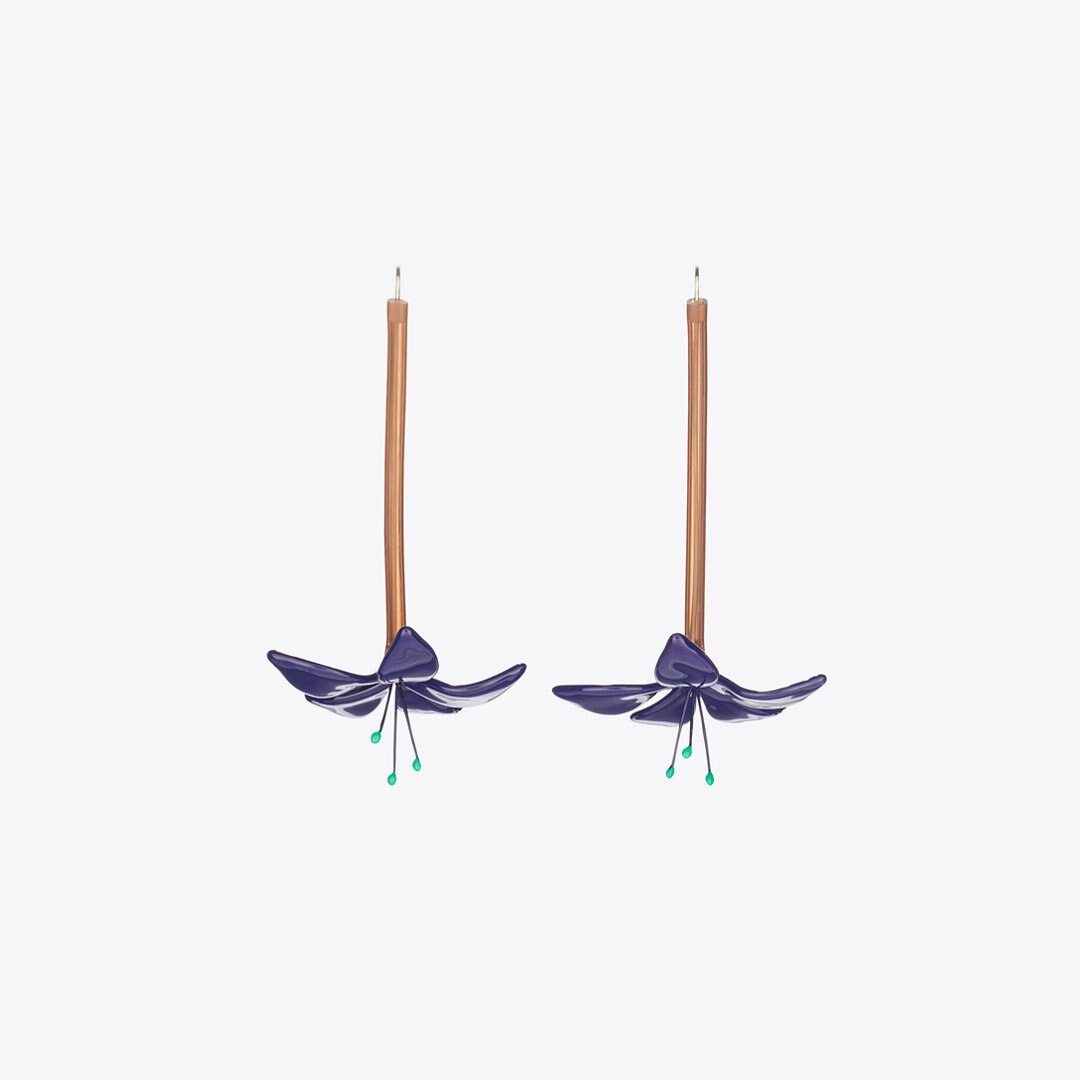Tory Burch Curiosity Flower Earrings Navy