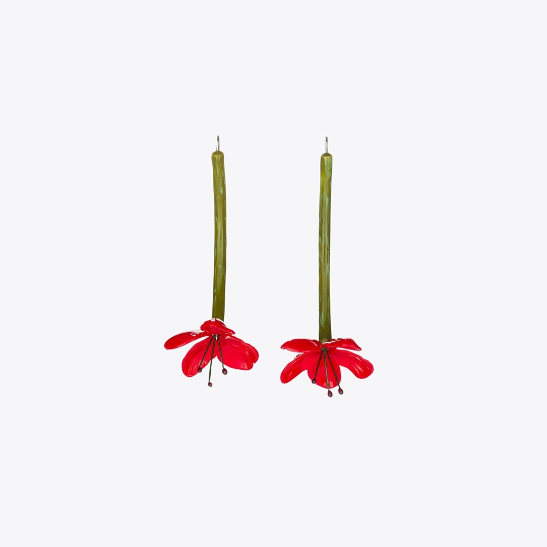 Tory Burch Curiosity Flower Earrings Red