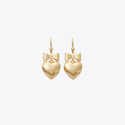Tory Burch Curiosity Heart and Bow Earrings Tory Gold