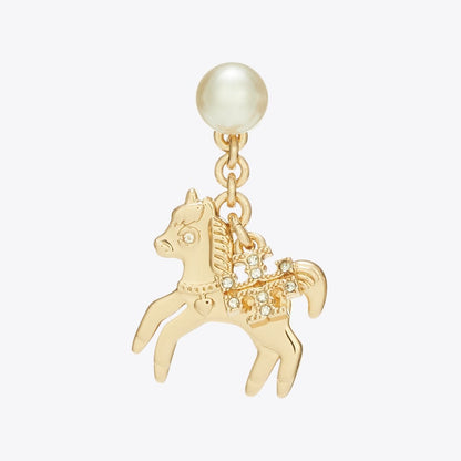 Tory Burch Curiosity Horse Charm Earrings Tory Gold / Pearl