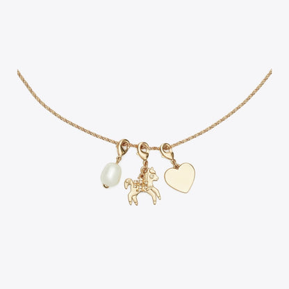 Tory Burch Curiosity Horse Charm Pendant Tory Gold / Crystal / Pearl
