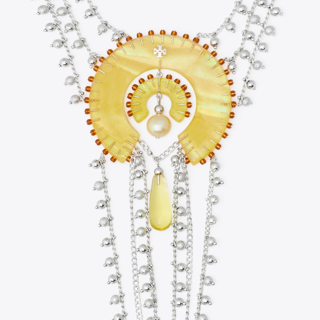 Tory Burch Curiosity Layered Necklace Tory Silver / Yellow