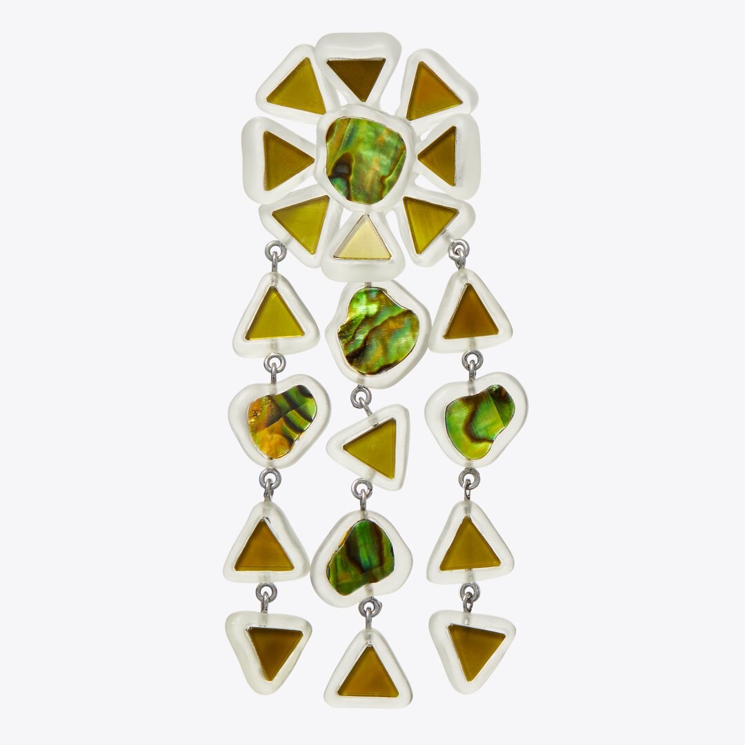 Tory Burch Curiosity Resin Chandelier Earrings Green
