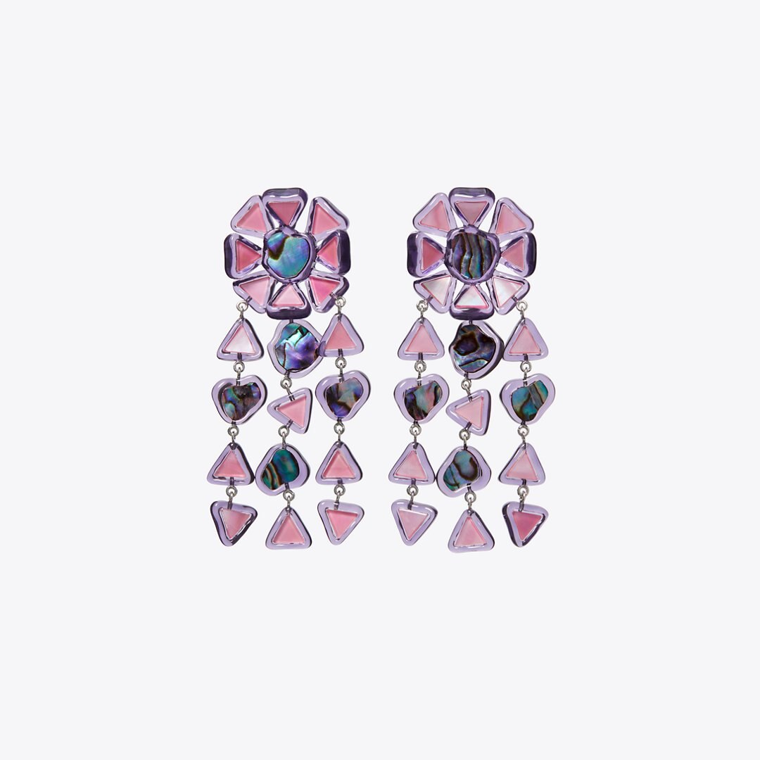 Tory Burch Curiosity Resin Chandelier Earrings Pink