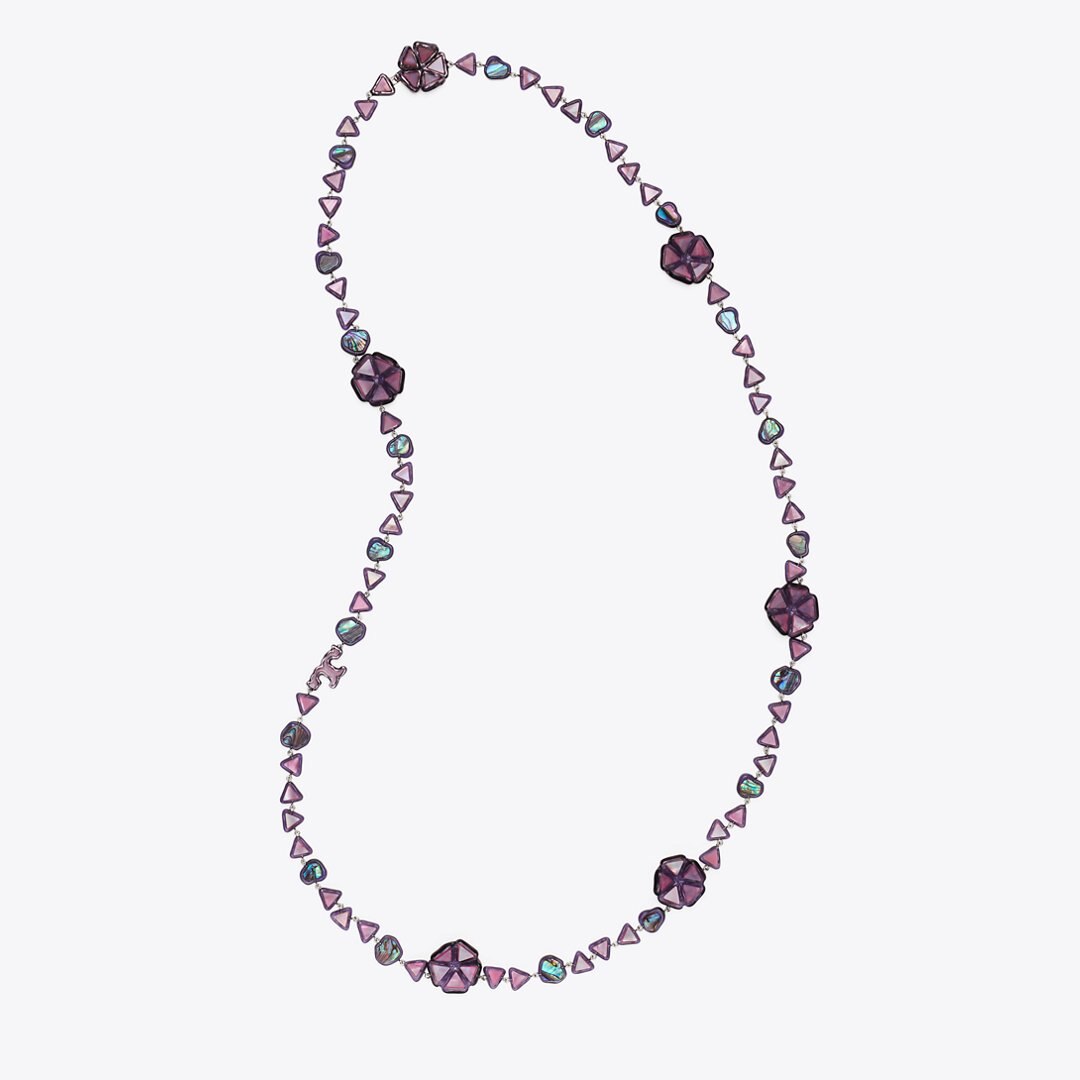 Tory Burch Curiosity Resin Long Necklace Pink