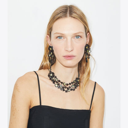 Tory Burch Curiosity Resin Triple Strand Necklace Black