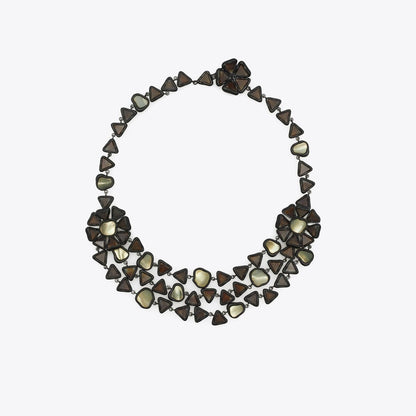 Tory Burch Curiosity Resin Triple Strand Necklace Black