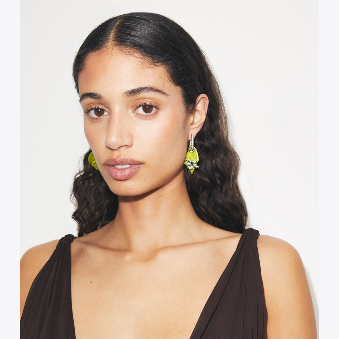 Tory Burch Curiosity Shell Hoop Earrings Yellow