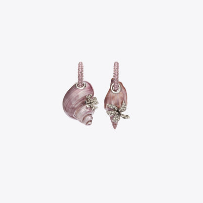 Tory Burch Curiosity Shell Hoop Earrings Purple