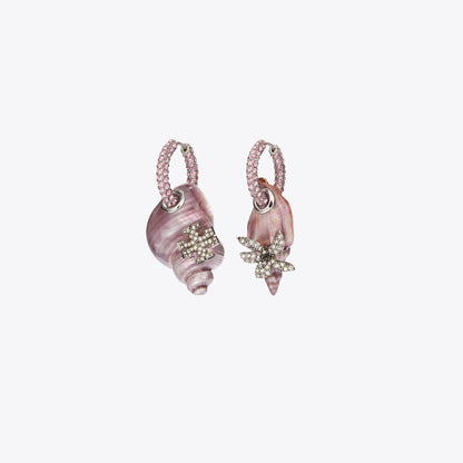 Tory Burch Curiosity Shell Hoop Earrings Purple