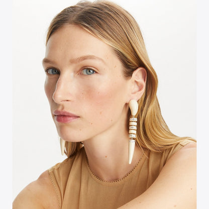 Tory Burch Curiosity Snake Earring Ivory / Crystal