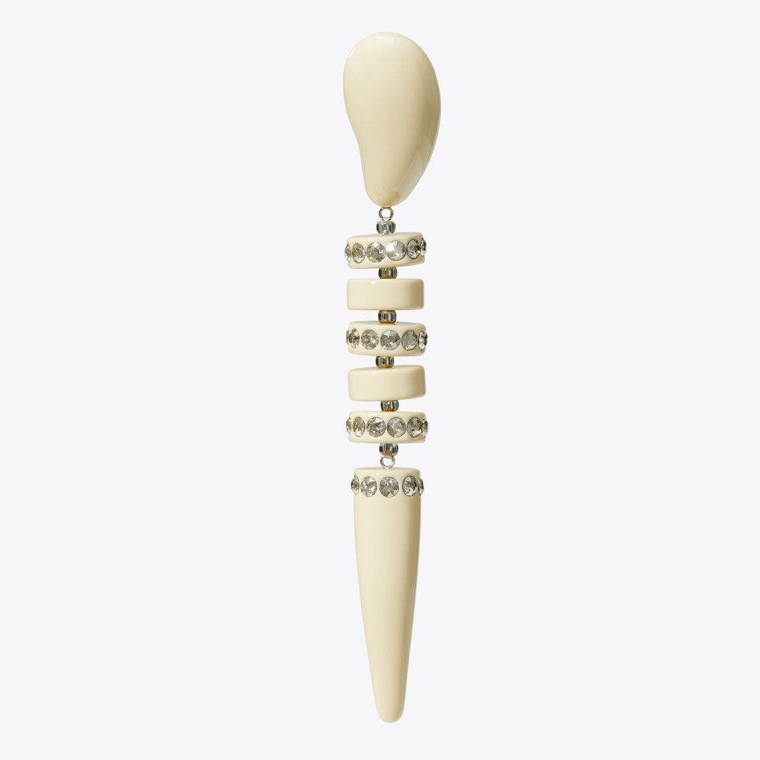 Tory Burch Curiosity Snake Earring Ivory / Crystal